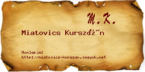 Miatovics Kurszán névjegykártya